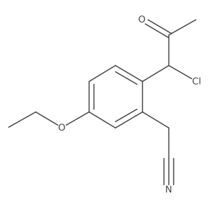 CCOc1ccc(C(Cl)C(C)=O)c(CC#N)c1结构式