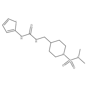 N,N-dimethyl-4-((3-(thiophen-2-yl)ureido)methyl)piperidine-1-sulfonamide结构式