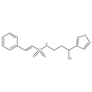 (E)-N-(3-hydroxy-3-(thiophen-3-yl)propyl)-2-phenylethenesulfonamide结构式