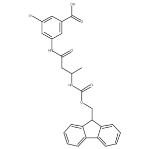 3-bromo-5-[(3R)-3-({[(9H-fluoren-9-yl)methoxy]carbonyl}amino)butanamido]benzoic acid结构式