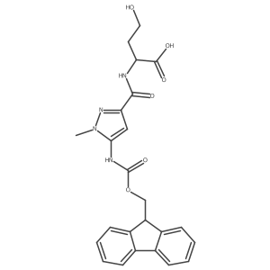 (2R)-2-{[5-({[(9H-fluoren-9-yl)methoxy]carbonyl}amino)-1-methyl-1H-pyrazol-3-yl]formamido}-4-hydroxybutanoic acid结构式