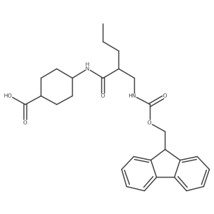 4-{2-[({[(9H-fluoren-9-yl)methoxy]carbonyl}amino)methyl]pentanamido}cyclohexane-1-carboxylic acid结构式