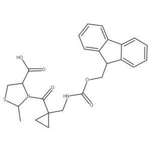 3-{1-[({[(9H-fluoren-9-yl)methoxy]carbonyl}amino)methyl]cyclopropanecarbonyl}-2-methyl-1,3-thiazolidine-4-carboxylic acid结构式