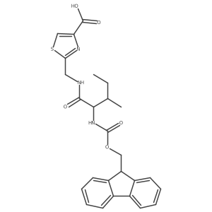 2-{[2-({[(9H-fluoren-9-yl)methoxy]carbonyl}amino)-3-methylpentanamido]methyl}-1,3-thiazole-4-carboxylic acid结构式