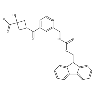 1-{2-[({[(9H-fluoren-9-yl)methoxy]carbonyl}amino)methyl]pyridine-4-carbonyl}-3-hydroxyazetidine-3-carboxylic acid结构式