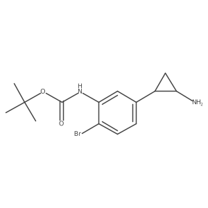 rac-tert-butyl N-{5-[(1R,2S)-2-aminocyclopropyl]-2-bromophenyl}carbamate结构式