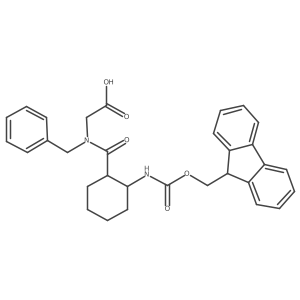 rac-2-{N-benzyl-1-[(1R,2S)-2-({[(9H-fluoren-9-yl)methoxy]carbonyl}amino)cyclohexyl]formamido}acetic acid结构式