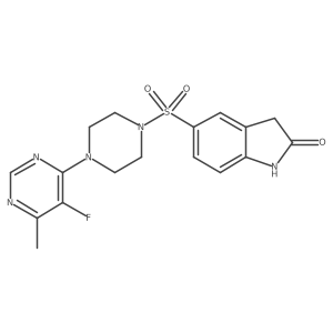 5-{[4-(5-fluoro-6-methylpyrimidin-4-yl)piperazin-1-yl]sulfonyl}-2,3-dihydro-1H-indol-2-one Structure
