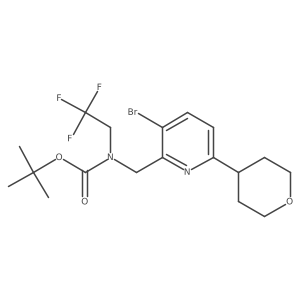 tert-Butyl ((3-bromo-6-(tetrahydro-2H-pyran-4-yl)pyridin-2-yl)methyl)(2,2,2-trifluoroethyl)carbamate结构式