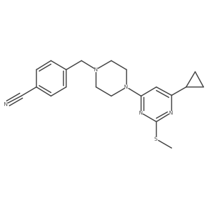 4-({4-[6-Cyclopropyl-2-(methylsulfanyl)pyrimidin-4-yl]piperazin-1-yl}methyl)benzonitrile Structure
