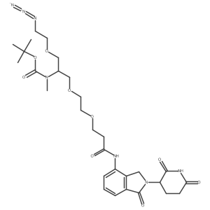 tert-butyl N-[1-(2-azidoethoxymethyl)-2-[2-[3-[[2-(2,6-dioxo-3-piperidyl)-1-oxo-isoindolin-4-yl]amino]-3-oxo-propoxy]ethoxy]ethyl]-N-methyl-carbamate Structure