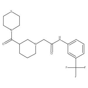 2-[3-(thiomorpholine-4-carbonyl)piperidin-1-yl]-N-[3-(trifluoromethyl)phenyl]acetamide结构式