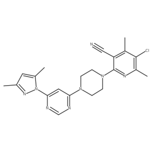 5-chloro-2-{4-[6-(3,5-dimethyl-1H-pyrazol-1-yl)pyrimidin-4-yl]piperazin-1-yl}-4,6-dimethylpyridine-3-carbonitrile Structure