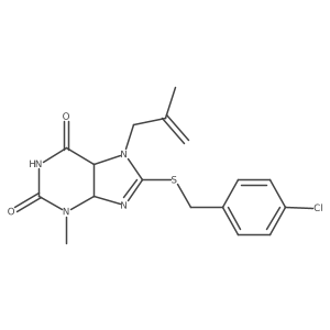 8-[(4-Chlorophenyl)methylsulfanyl]-3-methyl-7-(2-methylprop-2-enyl)-4,5-dihydropurine-2,6-dione结构式
