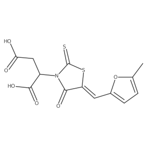 (E)-2-(5-((5-methylfuran-2-yl)methylene)-4-oxo-2-thioxothiazolidin-3-yl)succinic acid Structure