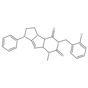 2-[(2-Chlorophenyl)methyl]-4-methyl-6-phenyl-4a,7,8,9a-tetrahydropurino[7,8-a]imidazole-1,3-dione结构式