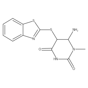 6-Amino-5-(1,3-benzothiazol-2-ylsulfanyl)-1-methyl-1,3-diazinane-2,4-dione结构式