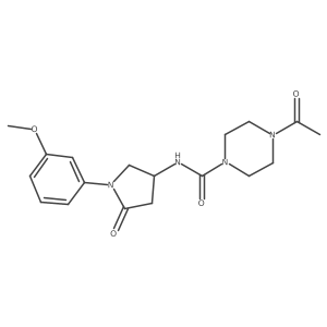 4-acetyl-N-[1-(3-methoxyphenyl)-5-oxopyrrolidin-3-yl]piperazine-1-carboxamide Structure