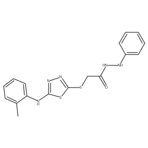 ((5-((2-Methylphenyl)amino)-1,3,4-thiadiazol-2-yl)thio)acetic acid 2-phenylhydrazide结构式