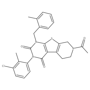11-Acetyl-4-(3-chloro-2-methylphenyl)-6-[(2-methylphenyl)methyl]-8-thia-4,6,11-triazatricyclo[7.4.0.0^{2,7}]trideca-1(9),2(7)-diene-3,5-dione结构式