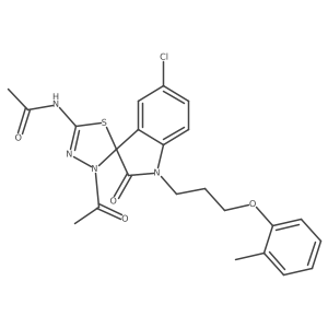 N-{3'-acetyl-5-chloro-1-[3-(2-methylphenoxy)propyl]-2-oxo-1,2-dihydro-3'H-spiro[indole-3,2'-[1,3,4]thiadiazole]-5'-yl}acetamide Structure