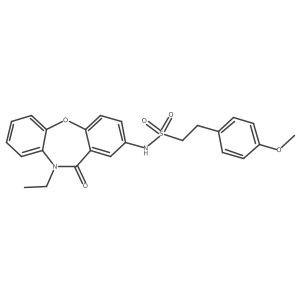 N-(10-ethyl-11-oxo-10,11-dihydrodibenzo[b,f][1,4]oxazepin-2-yl)-2-(4-methoxyphenyl)ethanesulfonamide结构式