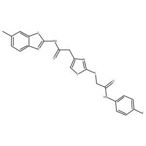N-(4-fluorophenyl)-2-((4-(2-((6-methylbenzo[d]thiazol-2-yl)amino)-2-oxoethyl)thiazol-2-yl)thio)acetamide Structure