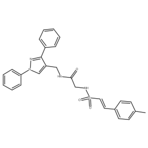 N-[(1,3-diphenyl-1H-pyrazol-4-yl)methyl]-2-[2-(4-methylphenyl)ethenesulfonamido]acetamide结构式