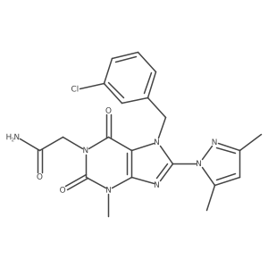 2-(7-(3-chlorobenzyl)-8-(3,5-dimethyl-1H-pyrazol-1-yl)-3-methyl-2,6-dioxo-2,3,6,7-tetrahydro-1H-purin-1-yl)acetamide结构式