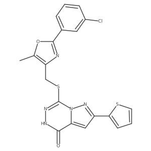 7-({[2-(3-chlorophenyl)-5-methyl-1,3-oxazol-4-yl]methyl}sulfanyl)-2-(thiophen-2-yl)-4H,5H-pyrazolo[1,5-d][1,2,4]triazin-4-one Structure