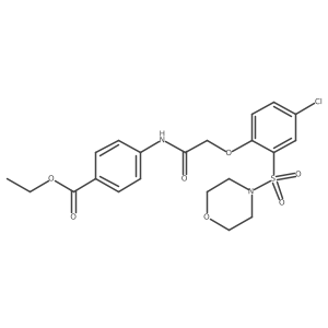 CCOC(=O)c1ccc(NC(=O)COc2ccc(Cl)cc2S(=O)(=O)N2CCOCC2)cc1结构式