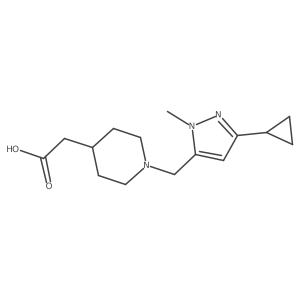 {1-[(3-cyclopropyl-1-methyl-1H-pyrazol-5-yl)methyl]piperidin-4-yl}acetic acid结构式