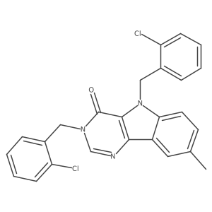 3,5-bis(2-chlorobenzyl)-8-methyl-3H-pyrimido[5,4-b]indol-4(5H)-one结构式