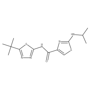N-[(2E)-5-tert-butyl-1,3,4-thiadiazol-2(3H)-ylidene]-2-(propan-2-ylamino)-1,3-thiazole-4-carboxamide结构式