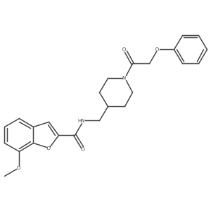 7-methoxy-N-((1-(2-phenoxyacetyl)piperidin-4-yl)methyl)benzofuran-2-carboxamide结构式