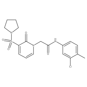 N-(3-chloro-4-methylphenyl)-2-[2-oxo-3-(pyrrolidin-1-ylsulfonyl)pyridin-1(2H)-yl]acetamide结构式