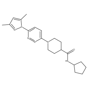 N-cyclopentyl-1-(6-(3,5-dimethyl-1H-pyrazol-1-yl)pyridazin-3-yl)piperidine-4-carboxamide结构式