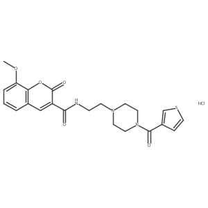 8-methoxy-2-oxo-N-(2-(4-(thiophene-3-carbonyl)piperazin-1-yl)ethyl)-2H-chromene-3-carboxamide hydrochloride结构式