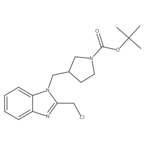 tert-Butyl 3-((2-(chloromethyl)-1H-benzo[d]imidazol-1-yl)methyl)pyrrolidine-1-carboxylate结构式