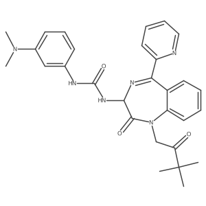 N-((3R)-1-tert-Butylcarbonylmethyl-2,3-dihydro-2-oxo-5-(2-pyridyl)-1H-1,4-benzodiazepin-3-yl)-N'-(3-dimethylaminophenyl)urea Structure