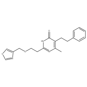 6-methyl-5-phenethyl-2-(2-((thiazol-4-ylmethyl)thio)ethyl)pyrimidin-4(1H)-one Structure