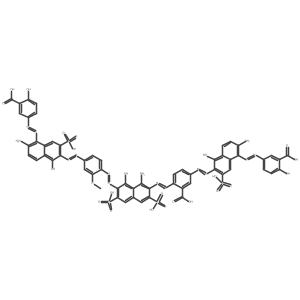 Benzoic acid, 2-((1-amino-7-((4-((6-amino-5-((3-carboxy-4-hydroxyphenyl)azo)-1-hydroxy-3-sulfo-2-naphthalenyl)azo)-2-methoxyphenyl)azo)-8-hydroxy-3,6-disulfo-2-naphthalenyl)azo)-5-((6-amino-5-((3-carboxy-4-hydroxyphenyl)azo)-1-hydroxy-3-sulfo-2-naphthalenyl)azo)-结构式