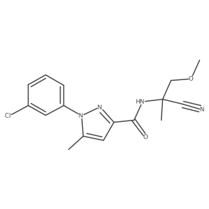 1-(3-chlorophenyl)-N-(1-cyano-2-methoxy-1-methylethyl)-5-methyl-1H-pyrazole-3-carboxamide结构式