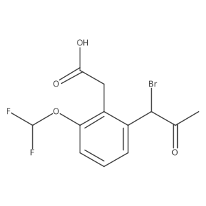 CC(=O)C(Br)c1cccc(OC(F)F)c1CC(=O)O结构式