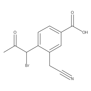 2-(1-Bromo-2-oxopropyl)-5-carboxyphenylacetonitrile结构式