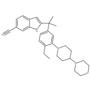 2-(2-(4-Ethyl-3-(4-morpholinopiperidin-1-yl)phenyl)propan-2-yl)-1H-indole-6-carbonitrile Structure