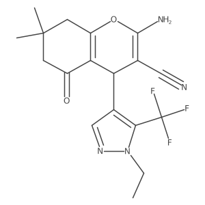 2-Amino-4-(1-ethyl-5-(trifluoromethyl)-1H-pyrazol-4-yl)-7,7-dimethyl-5-oxo-5,6,7,8-tetrahydro-4H-chromene-3-carbonitrile Structure