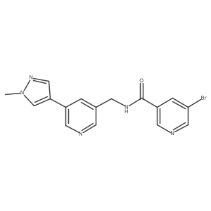 5-bromo-N-((5-(1-methyl-1H-pyrazol-4-yl)pyridin-3-yl)methyl)nicotinamide结构式
