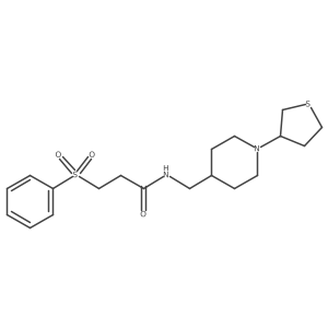 3-(phenylsulfonyl)-N-((1-(tetrahydrothiophen-3-yl)piperidin-4-yl)methyl)propanamide Structure