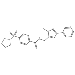 N-((1-methyl-3-(pyridin-3-yl)-1H-pyrazol-5-yl)methyl)-4-(pyrrolidin-1-ylsulfonyl)benzamide Structure